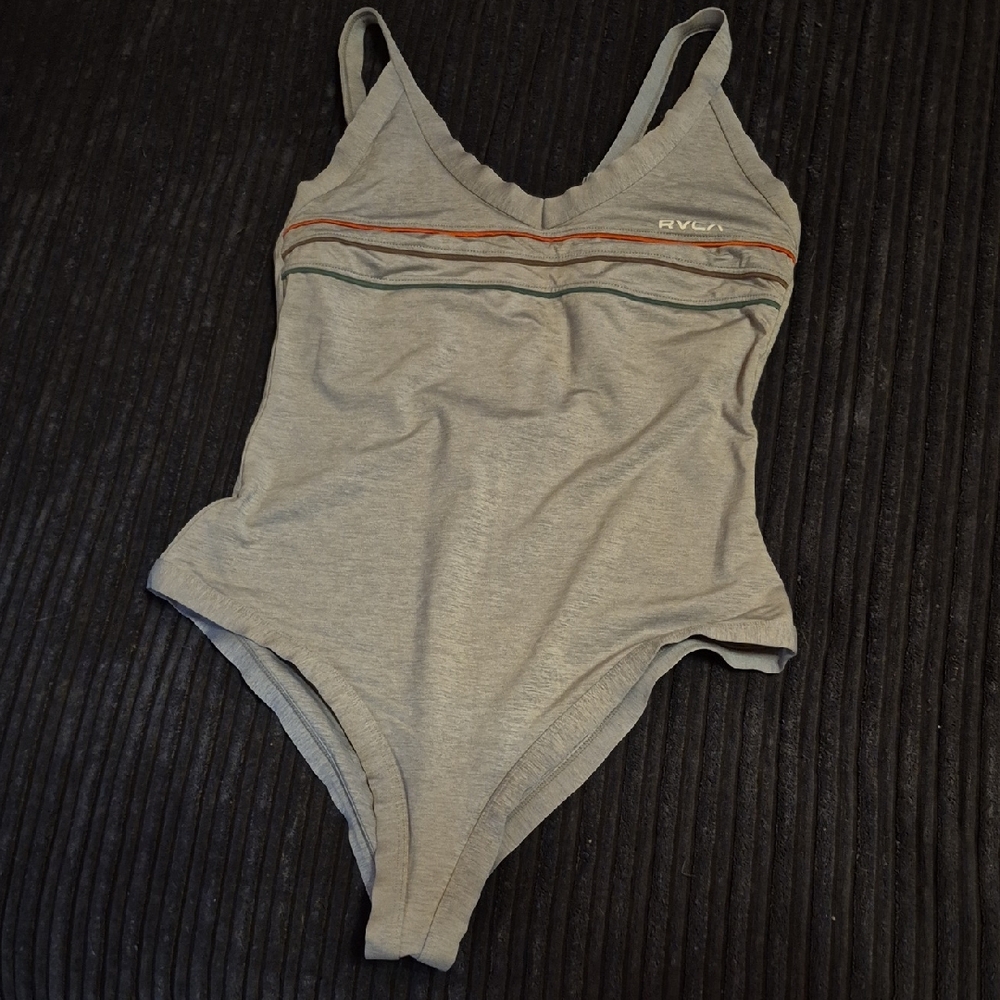 RVCA Gray Swimsuit with Stripes